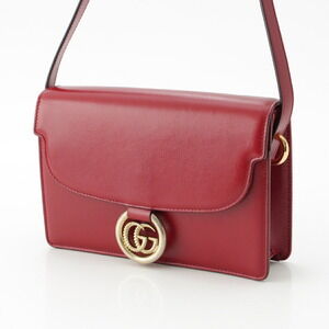 Gucci Shoulder Marmont Red Flap Leather GG Logo Bag